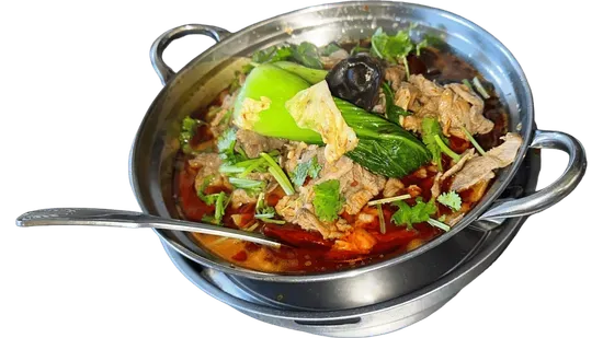 12. Szechuan Thin Sliced Lamb in Hot Pot