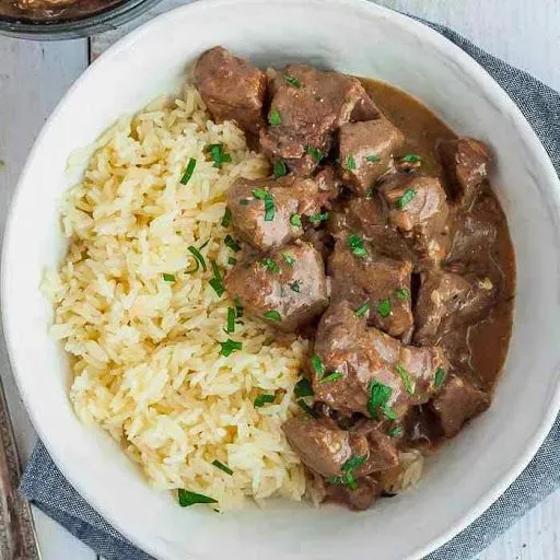 Beef Cubes W/White Rice