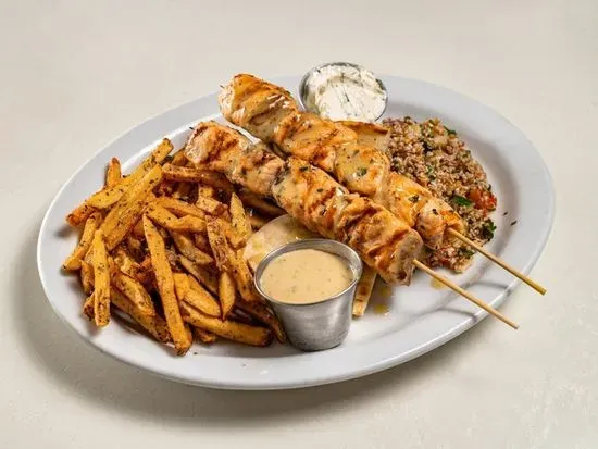 Salmon Souvlaki Platter