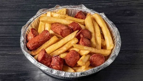 Salchipapas / Sliced Hot Dogs with Fries & Cheese