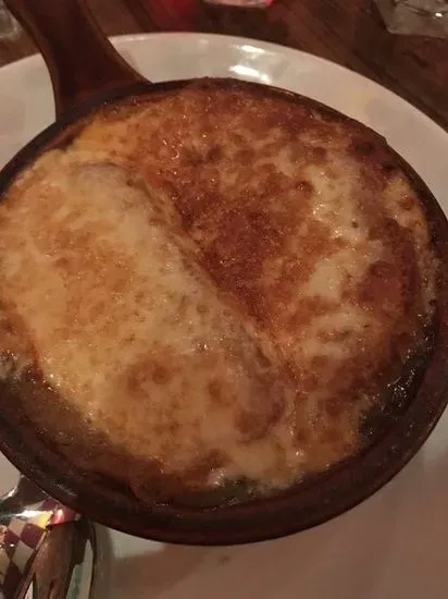 White Onion Soup with Melted Cheese