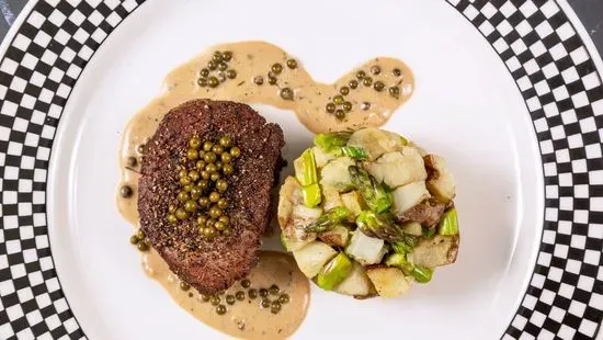 Petit Filet, peppercorn cream and potato hash