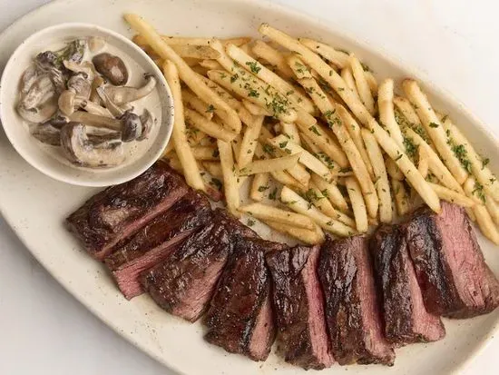 SKIRT STEAK & FRITTES WITH MUSHROOMS SAUCE