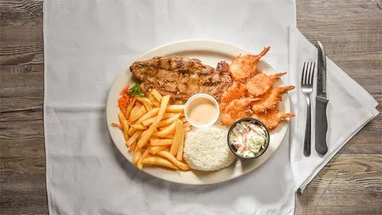 Churrasco con Camarones con Coco