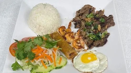 19b. Saigon special rice plate w/ grilled Beef