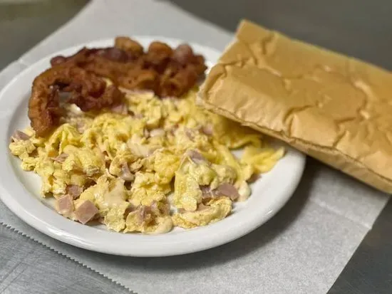 #1 - 2 Huevos / 2 Eggs Fried or Scramble/Bacon or Ham or Cheese 