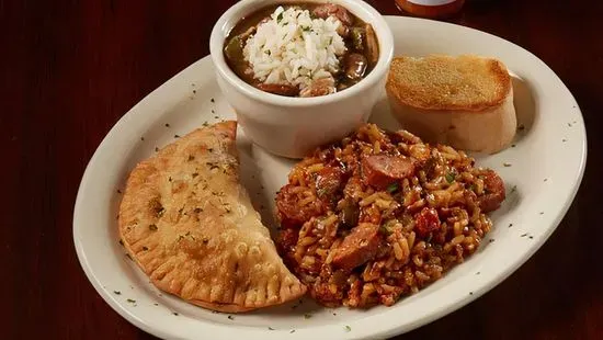 JAMBALAYA, CRAWFISH PIE, CHICKEN GUMBO