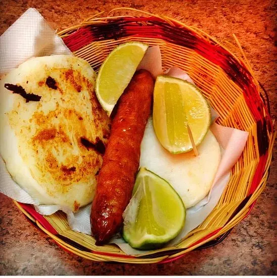 Chorizo con Arepa Paisa / Colombian Sausage with Paisa Arepa