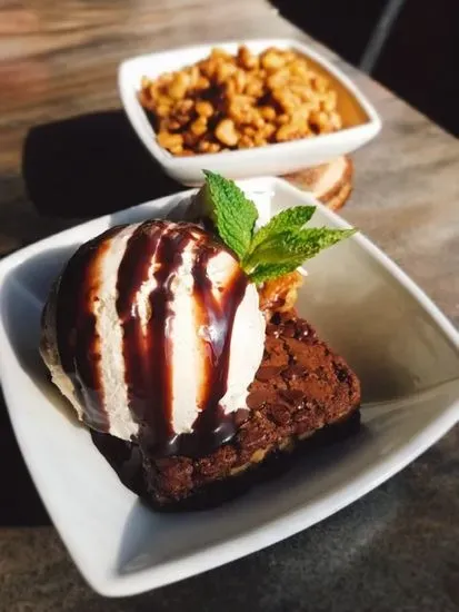 Gluten Free Walnut Brownie and Ice Cream