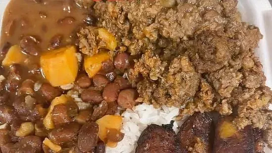 picadillo with rice and beans 