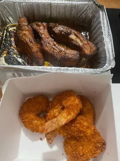 Dry-Rub Baby Back Ribs & Fried Shrimp