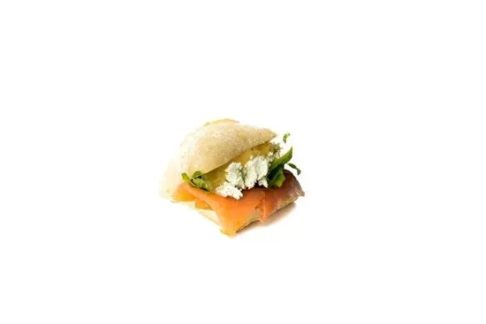 87. Smoked Salmon, fresh mozzarella, arugula and honey mustard (Chapata Bread)