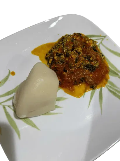 Egusi only with red sauce(optional) and pounded yam