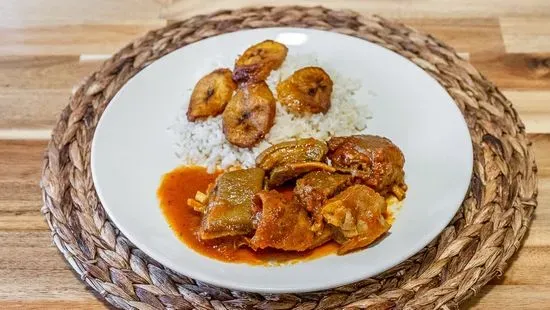 White rice goat and plantain