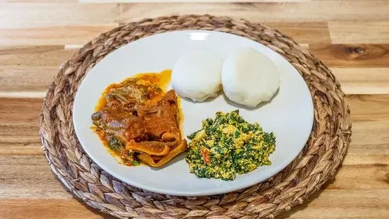 Egusi Goat and pounded yam