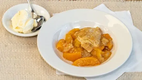 Verreen's Peach Cobbler with One Scoop of Ice Cream