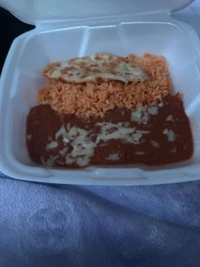 Quesadilla, Rice & Beans