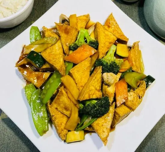 V1. Sizzling Tofu with Mixed Vegetables