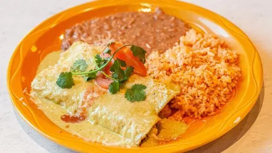 Poblano Cream Chicken Enchiladas