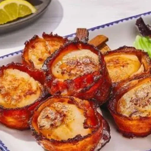 New! 6 Bacon-Wrapped Sea Scallops