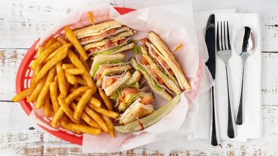 Club Sandwich and French Fries