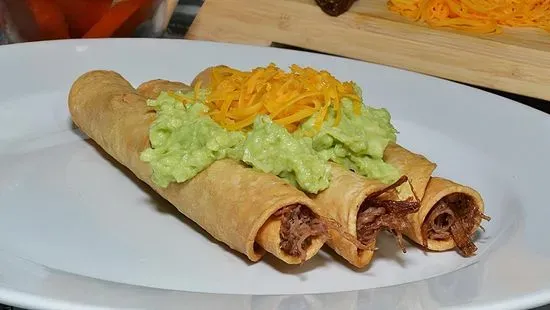 Three Rolled Tacos with Cheese