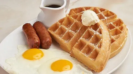 Belgian Waffle & Eggs 