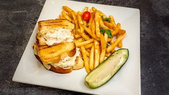 Homemade Chicken Salad Melt with Fries