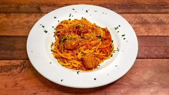 Ziti or Linguine with Homemade Meatball - Pasta Dinner