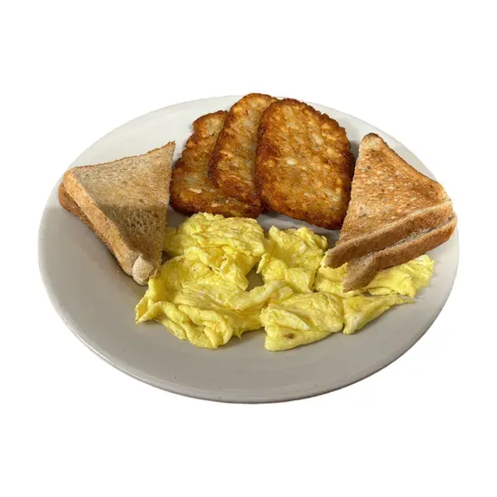 2 EGGS WITH HOMEFRIES & TOAST