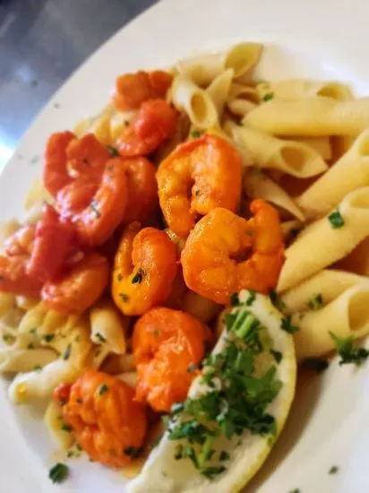 Shrimp Mozambique Over Pasta