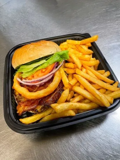 Crispy Chicken Deluxe Sandwich  with fries.