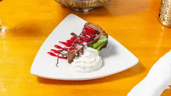 Flourless Chocolate Madness with Chocolate and Raspberry Sauce 