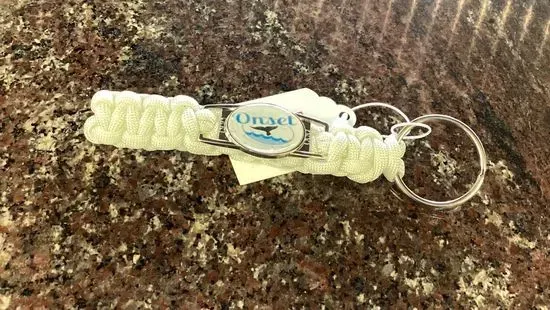 Logo White Paracord Keychain 