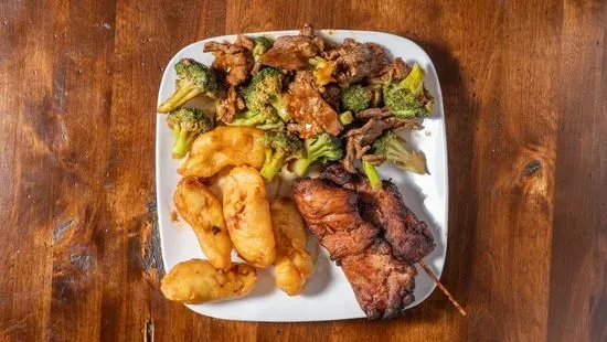 D21. Beef Teriyaki, Chicken Fingers, Beef with Broccoli