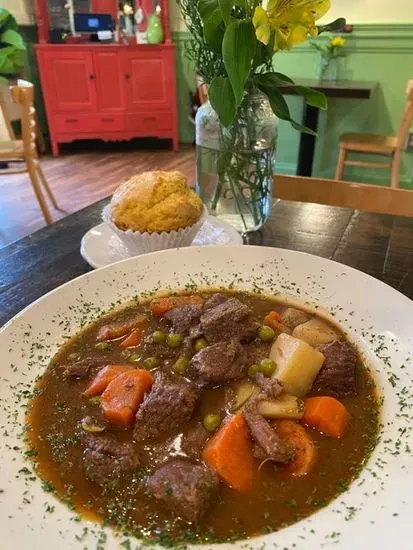 Hearty Beef Stew with Corn Bread