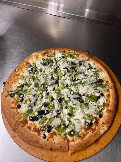 Lg White Veggie Pizza