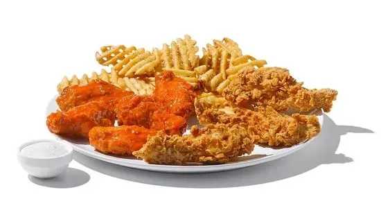 Tenders, 5pc Bone-in Wings & Waffle Fries