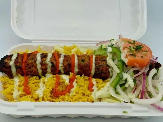 Chiken Sheek Kebab Over Rice