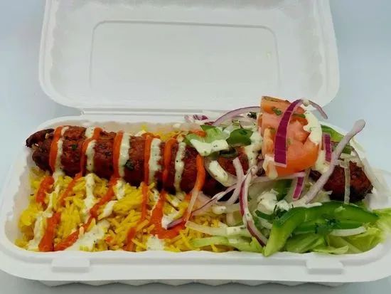 Lamb Sheek Kebab Over Rice