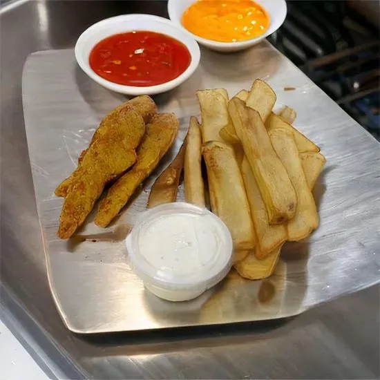 Kids Chicken Strips and Fries with a Small Beverage