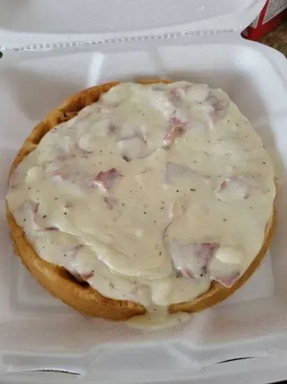 Cream Chipped Beef Over Belgian Waffle