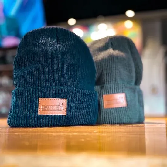 Square Leather Logo Beanie Hats