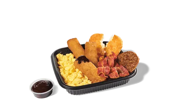 3PC Banana French Toast Sticks Platter w/ Bacon & Sausage