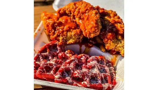 Red Velvet Chicken & Waffle Meal