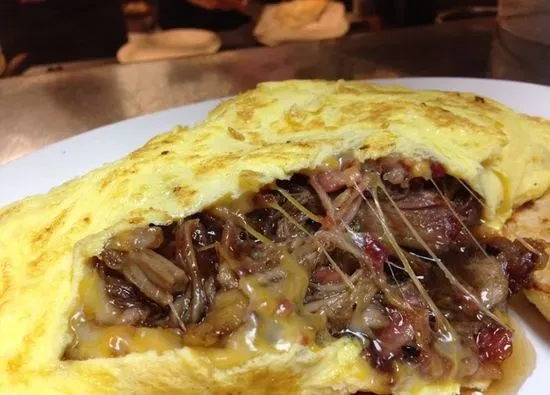 Whiskey BBQ Maple Pulled Pork Omelet