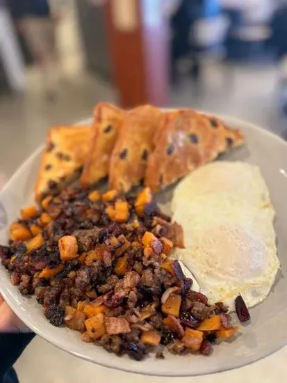 Sweet Potato Bacon Hash & Eggs