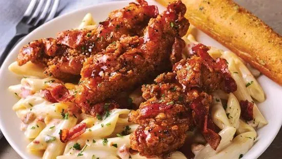 Four-Cheese Mac & Cheese with Honey Pepper Chicken Tenders