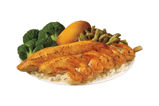Grilled White Fish & Shrimp Skewer Meal