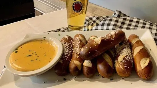 Salted Pretzels and Beer Cheese Sauce